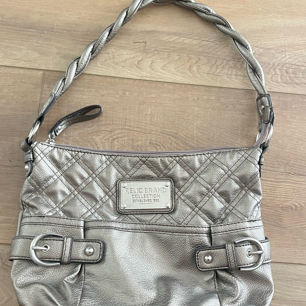 Silver Quilted Shoulder Bag